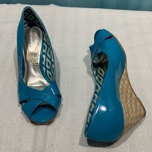 Dexflex Comfort Shoes Wedges Blue Size 6.5